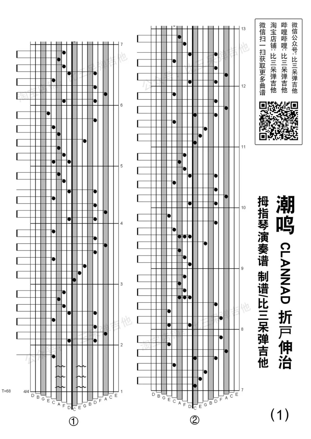 潮鸣单手简谱图片