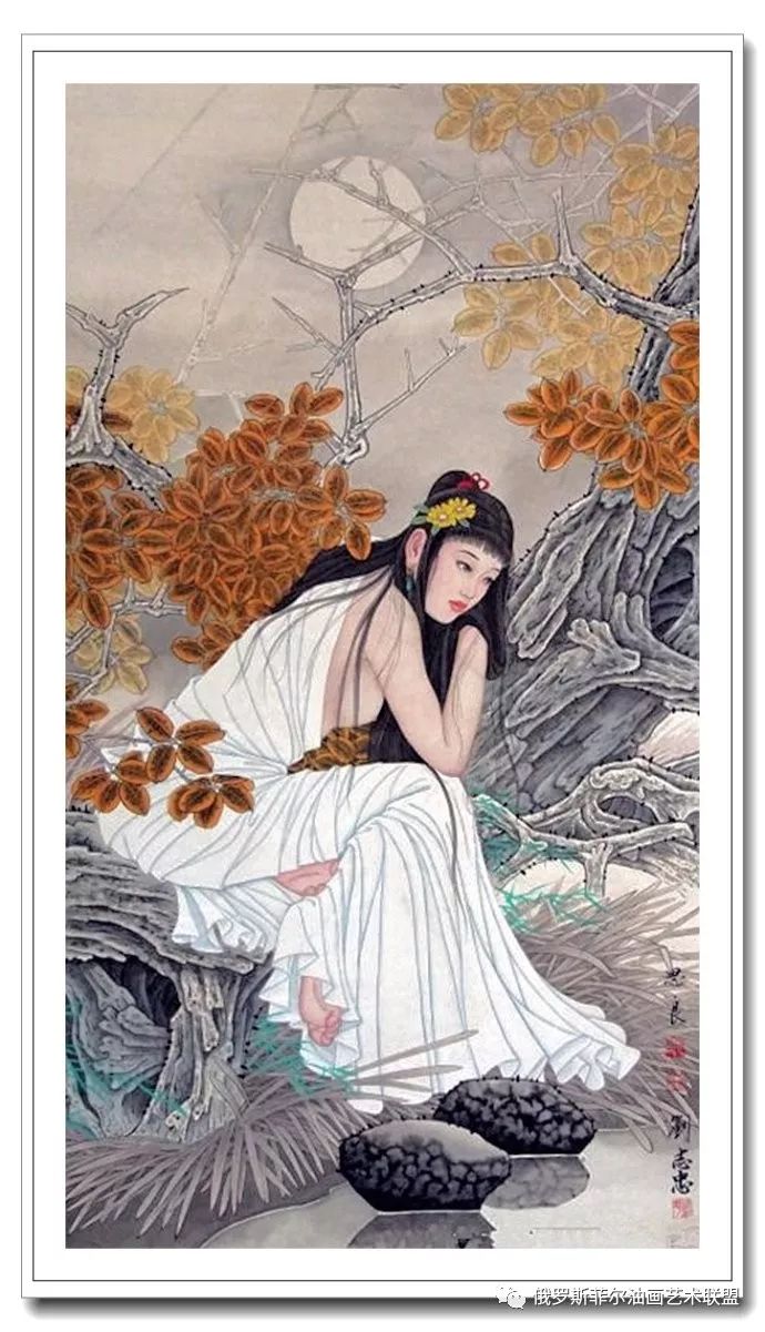 体态婀娜中国画家刘思良工笔仕女画作品欣赏