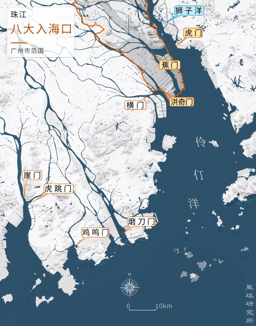 珠江八大入海口地图图片