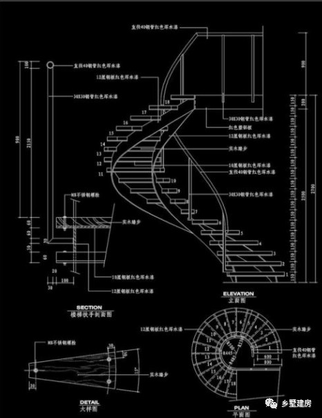 旋转楼梯cad立面怎么画图片
