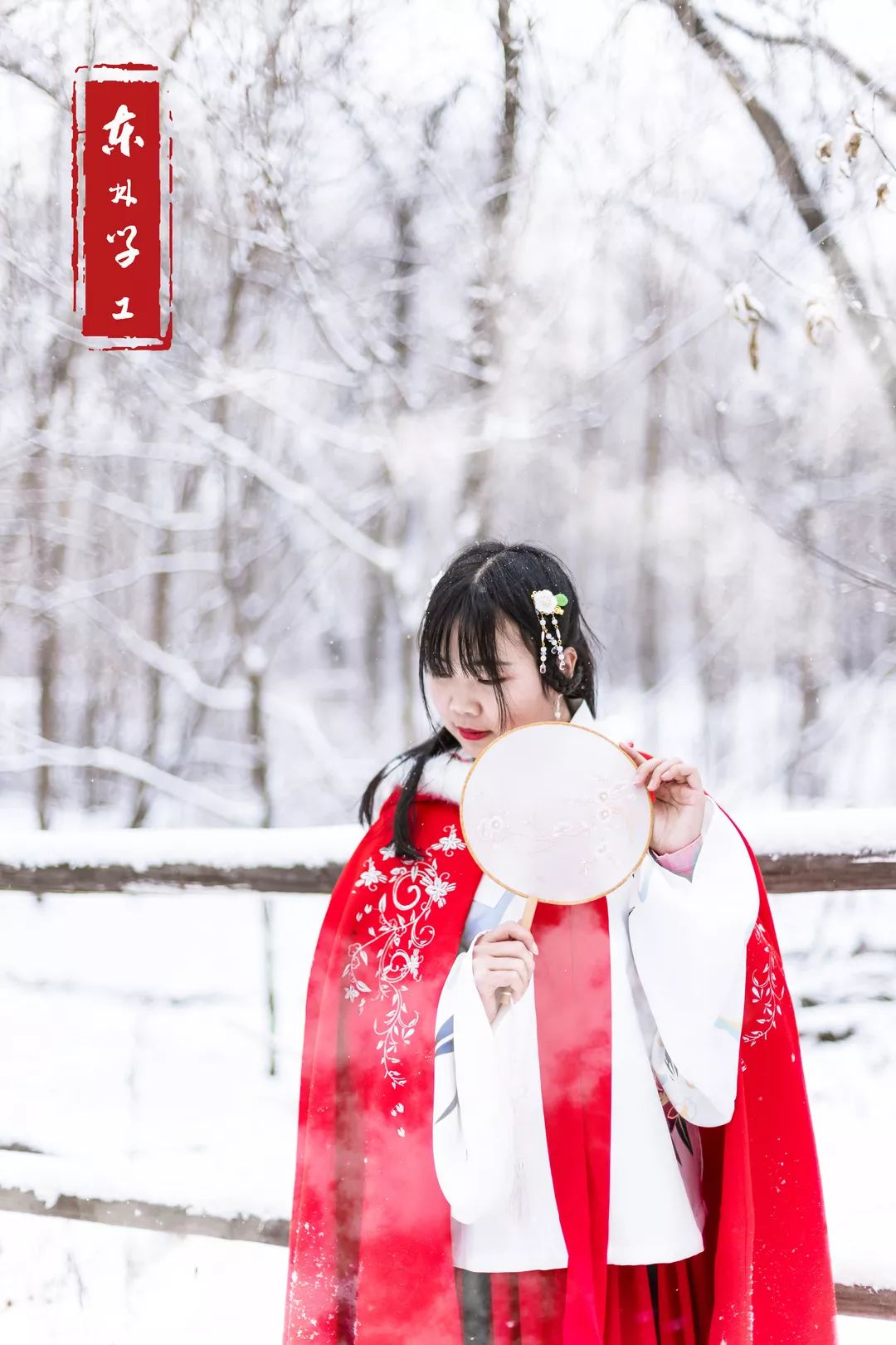 当汉服落入东林雪中|丹青雪满路,锦绣衣华章