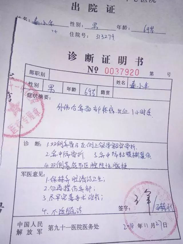 焦作近七旬老人被人打伤伤情鉴定却存猫腻