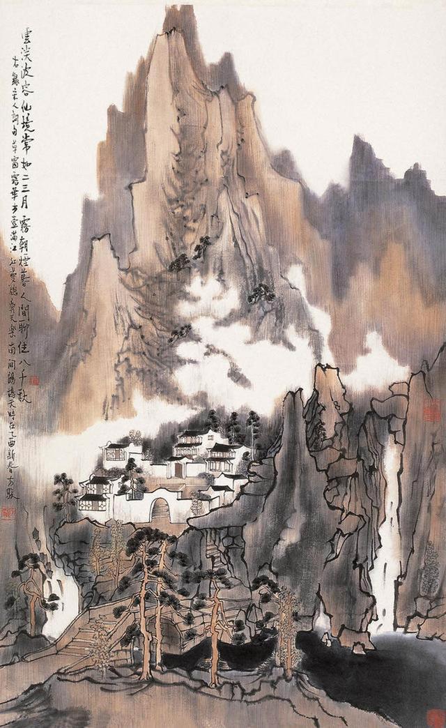 方骏画家《宁静的山色 松秀而纵意》