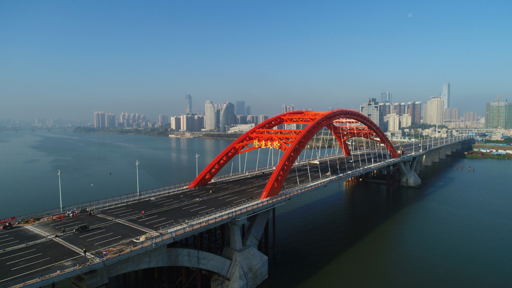 航拍惠州隆生大桥 一道横跨东江的彩虹桥,正在静待通车