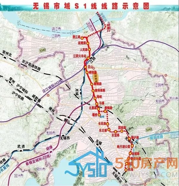 无锡s1轻轨的路线路图图片