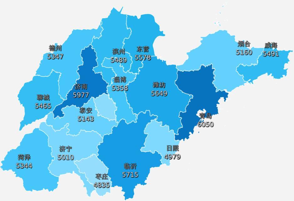 山東省14地市薪酬超5000元