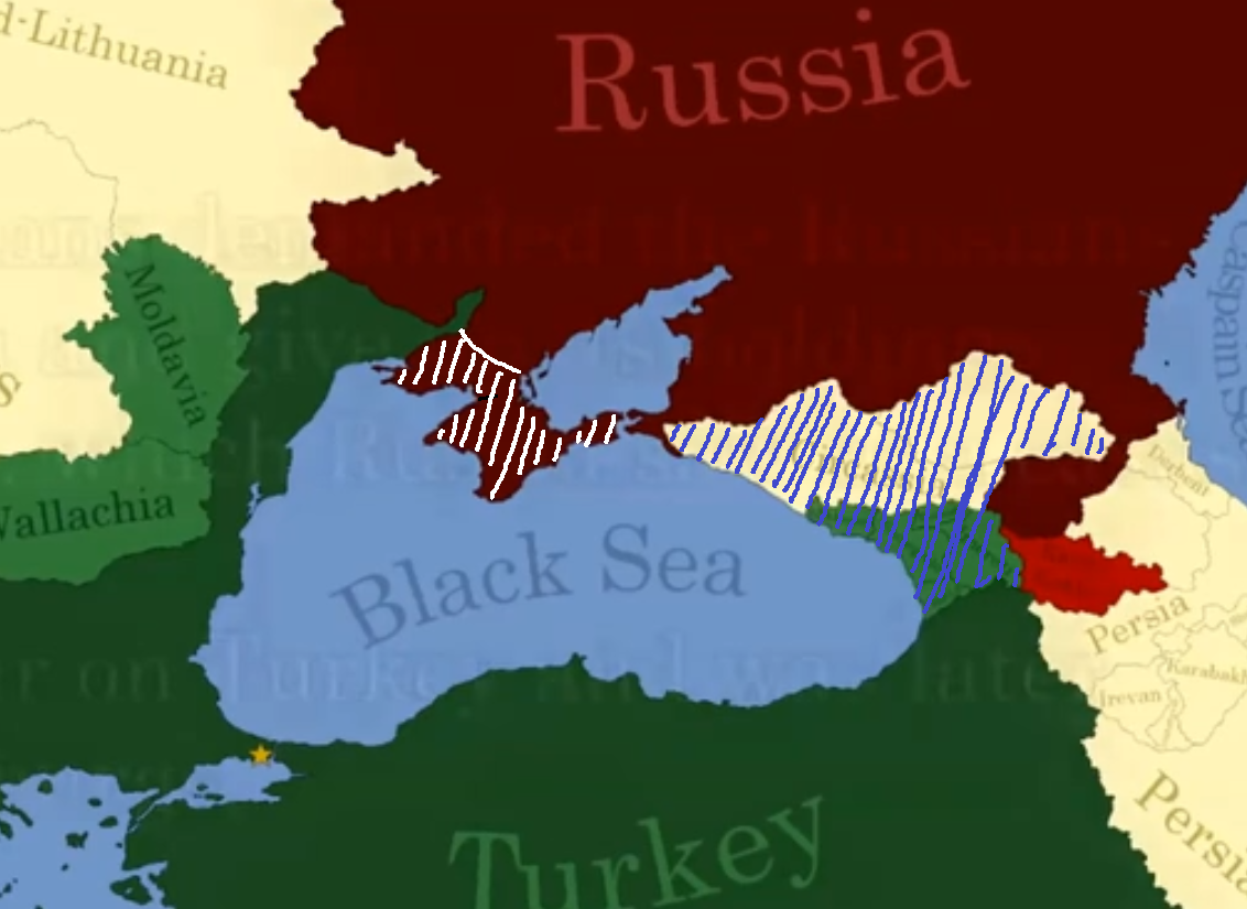 这里指的是克里米亚半岛,非全部克里米亚汗国),承认格鲁吉亚(见图一