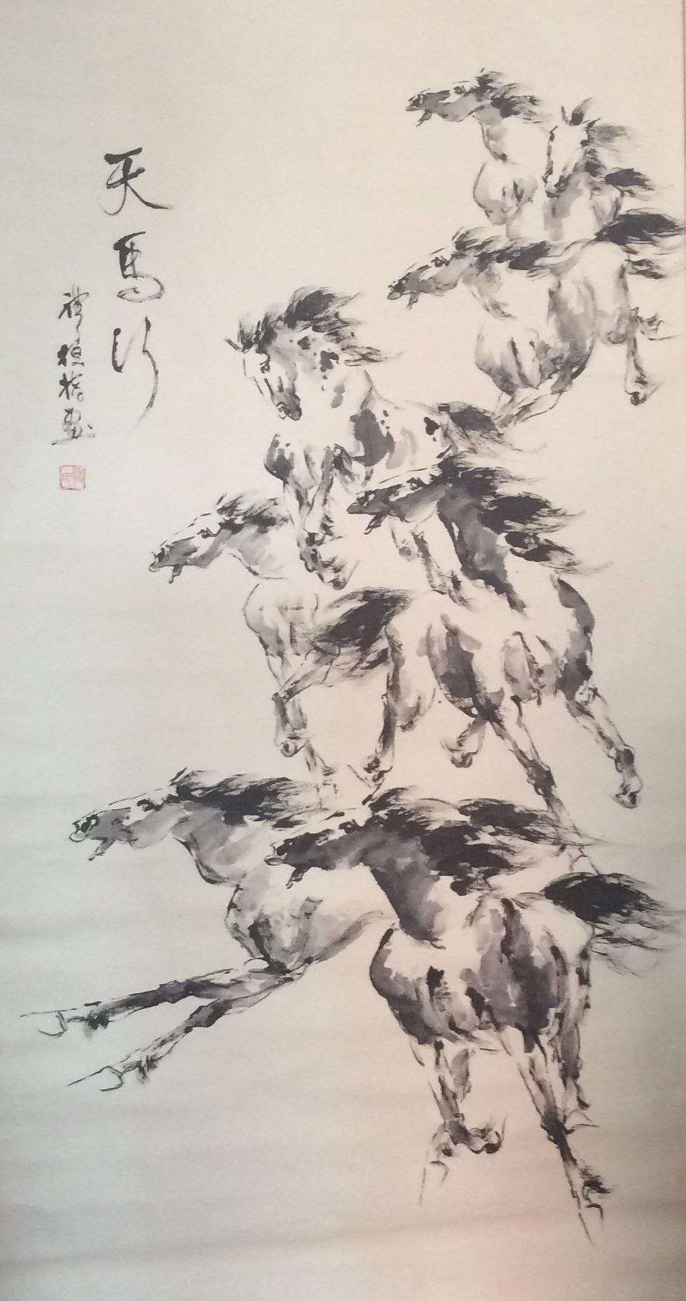 当代著名画家潘礼桓手指马画作欣赏