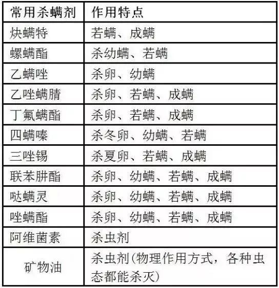 所使用药剂不论是机力还是人工防治都必须采用专性杀螨剂如四螨嗪