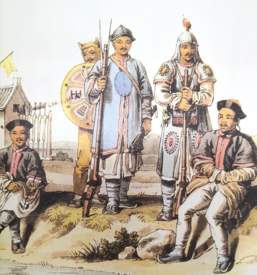 一组西洋画家笔下的清军官兵画像,压轴是英姿勃发的乾隆皇帝出场
