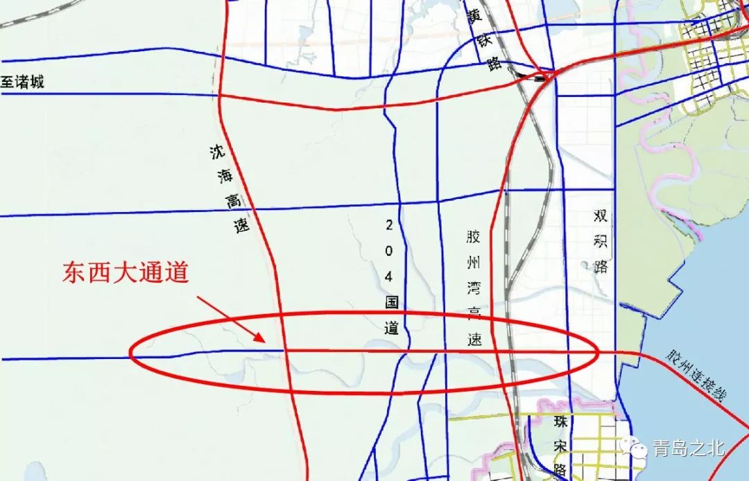 胶州南北大通道路线图图片