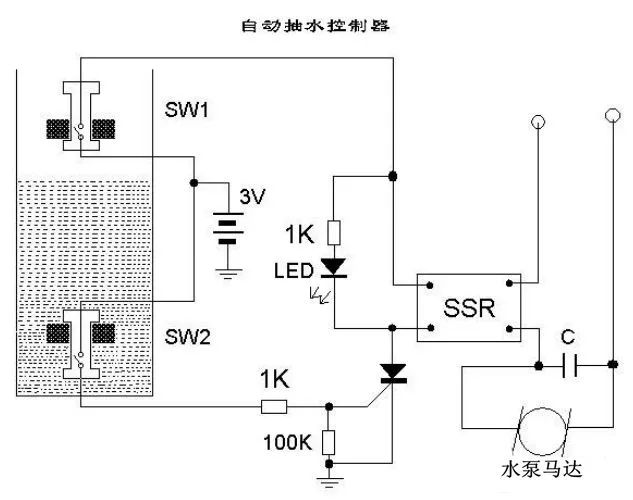 自動抽水控制器電路圖大全_水位