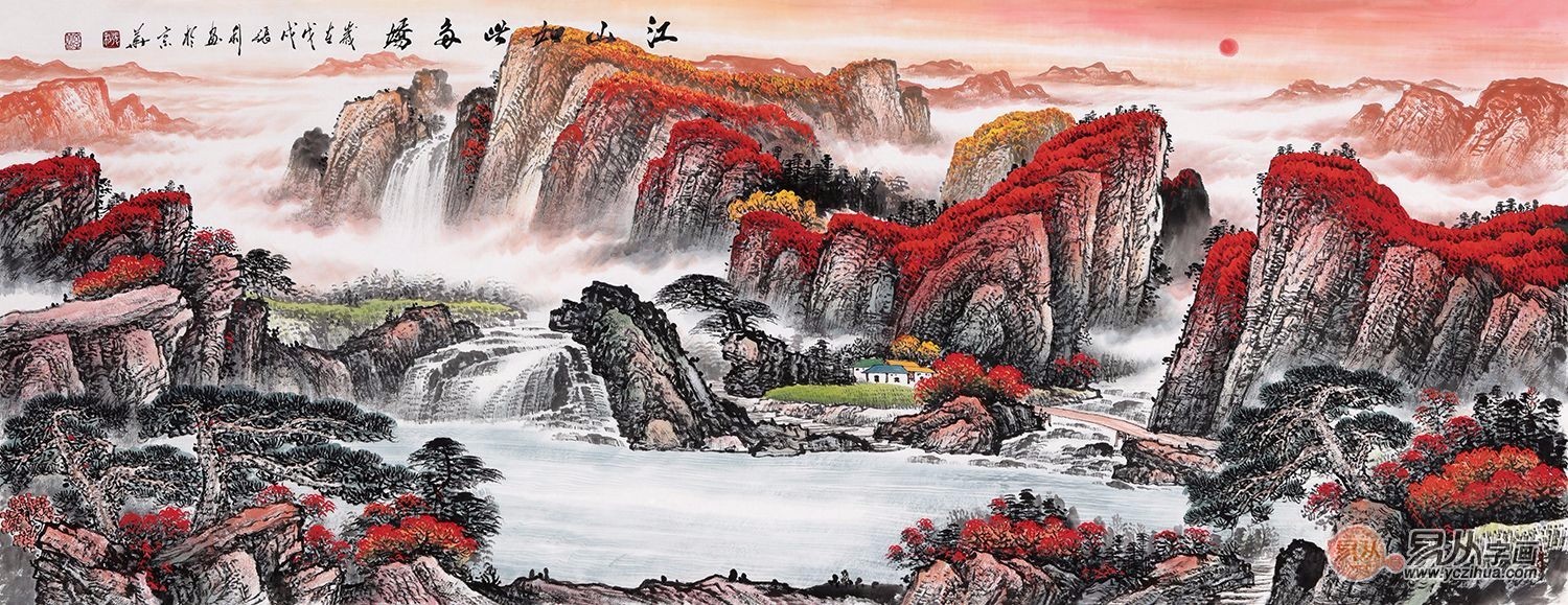 欣赏张利山水画,国画山水画赏析