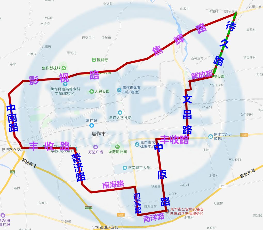 焦作限行区域高清地图图片