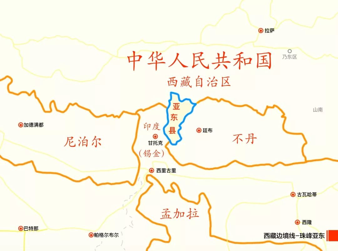 亚东县地图 边防线图片