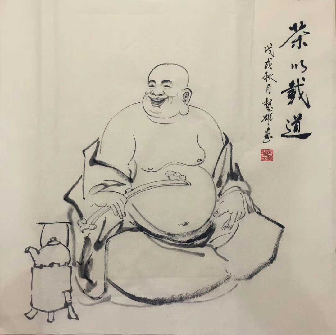 弥勒佛像素描图片