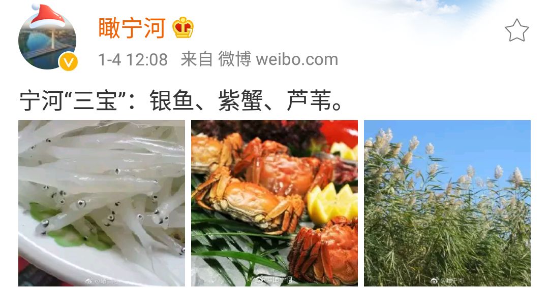 宁河三宝: 银鱼, 紫蟹, 芦苇草