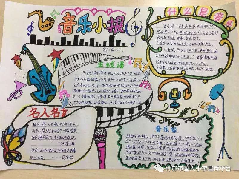 什邡市國人小學開展慶元旦迎新年音樂小報比賽