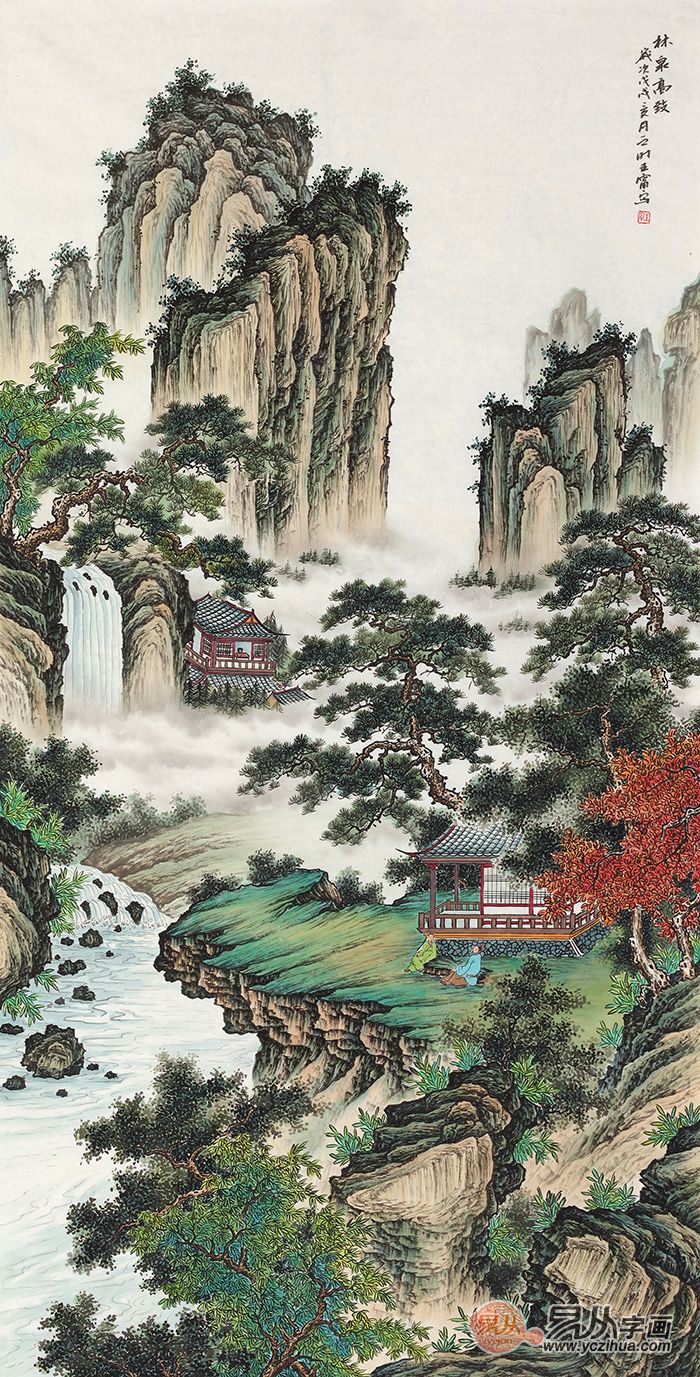 精品力作 王宁四尺竖幅国画山水画《林泉高致》