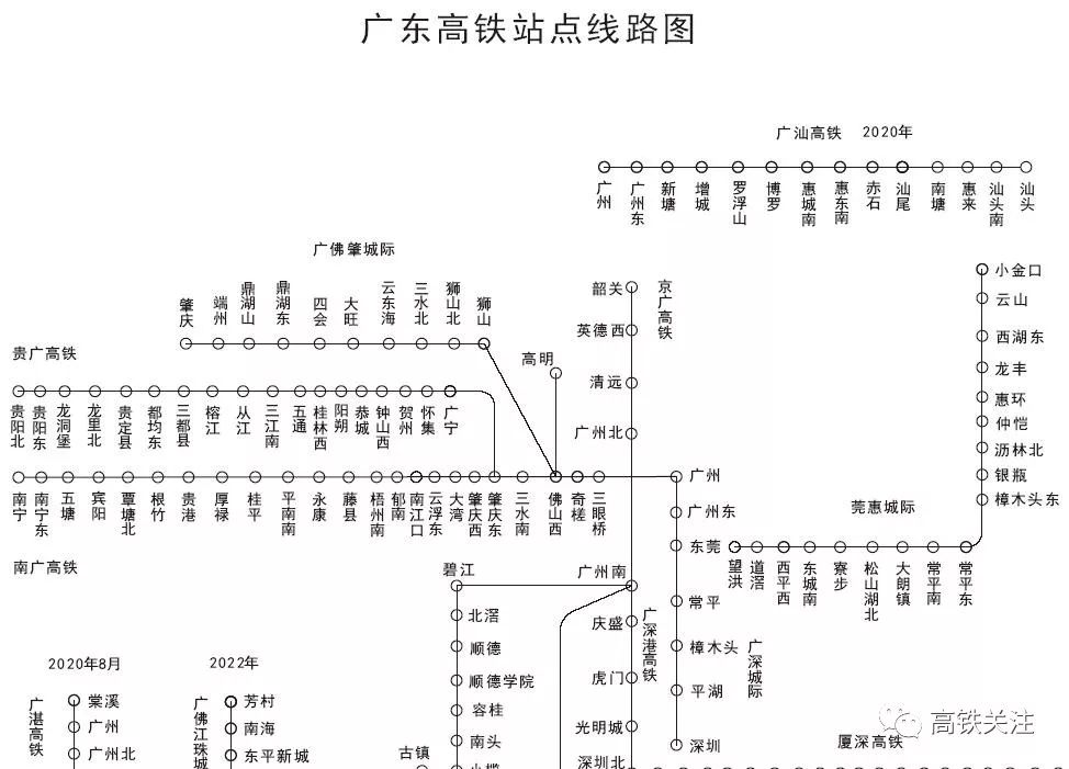 广东高铁站点线路图被整成地铁图,你找到潮汕了吗?