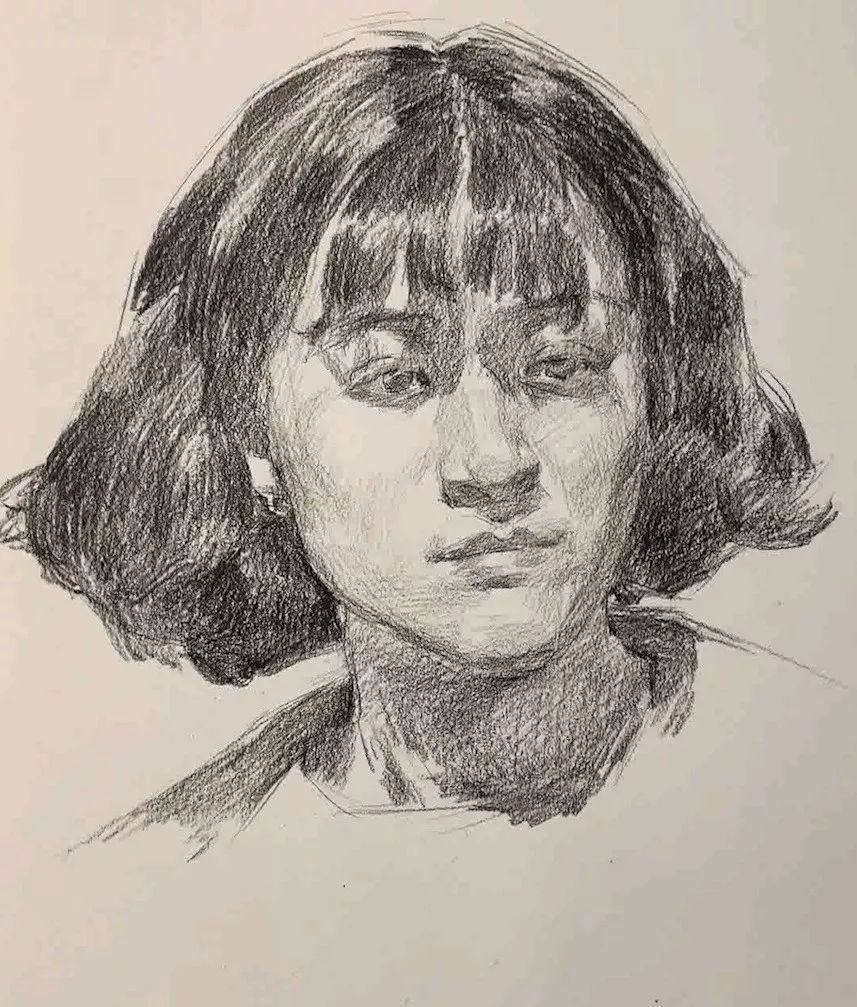 短发素描头像女图片