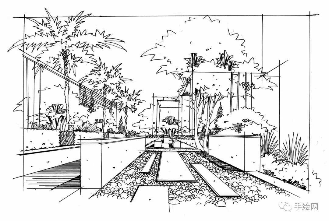 手绘来一次景观手绘资料分享一点透视空间线稿
