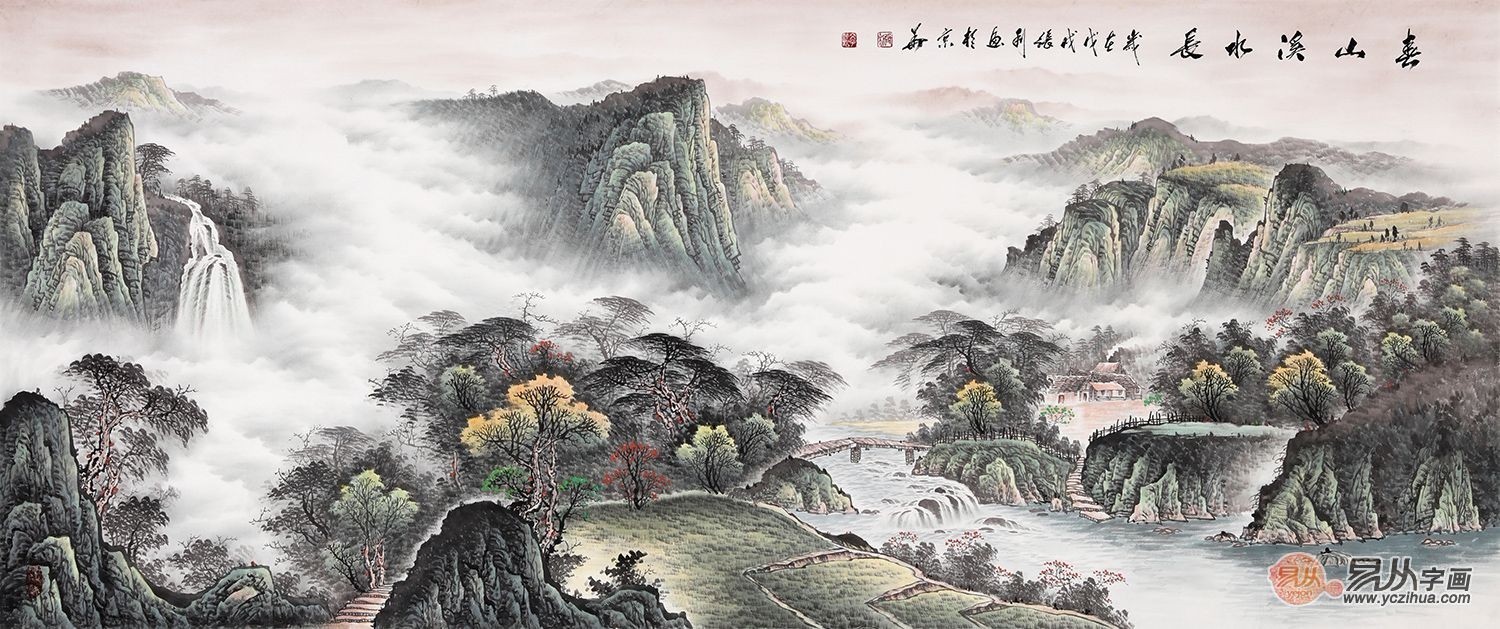 公司大厅挂画选什么山水画是首选装饰画