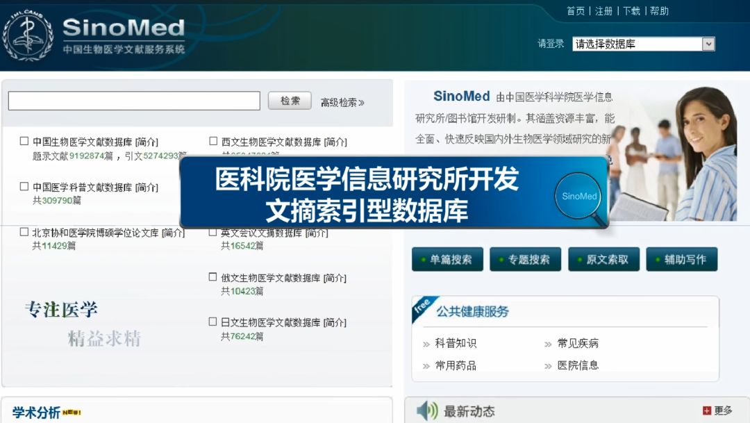 数据库sinomed的跨库检索,高级检索和单篇检索的方法中国生物医学文献
