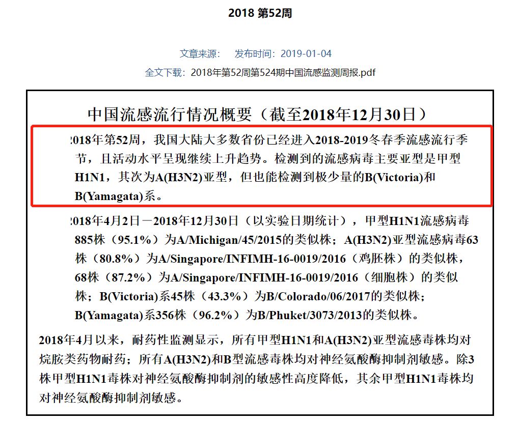 12月30日),我国大陆大多数省份已经进入2018~2019冬春季流感流行季节