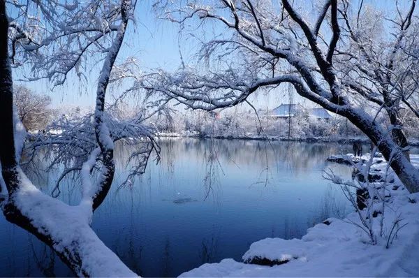 未名湖雪景图片