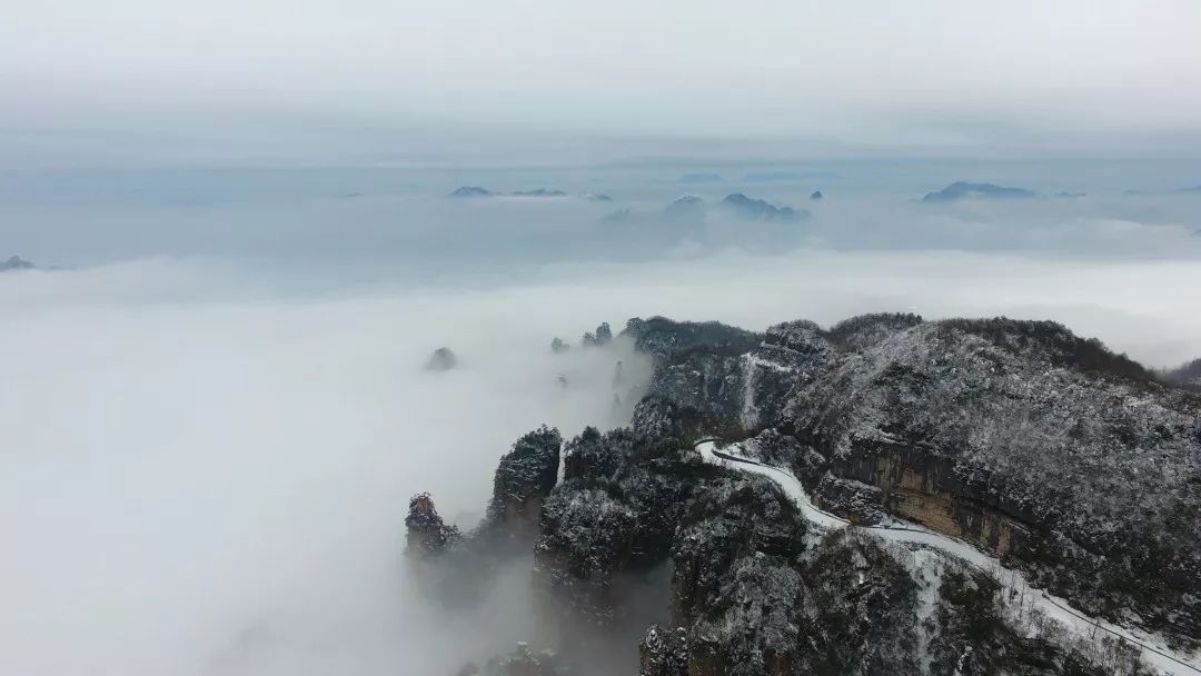 張家界武陵源天子山雪景霧凇雲海三景齊現