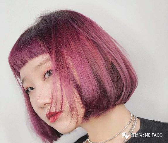沉稳香醇葡萄紫,眉上浏海x短发也能散发成熟女人韵味绿色系