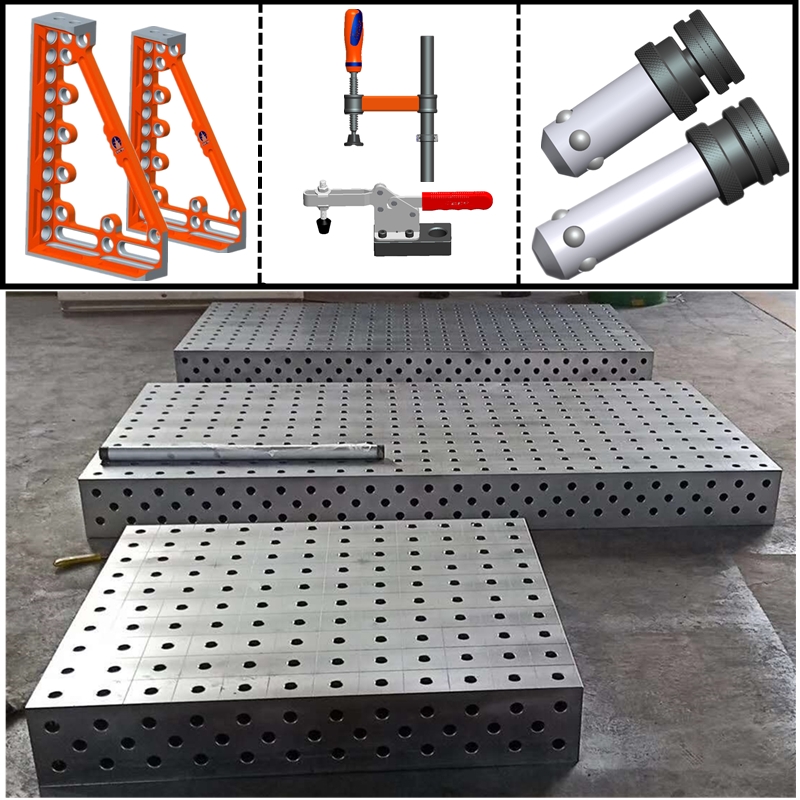 焊接平臺用於鉚焊工藝的基礎平板,工作面上有孔和t型槽,孔主要用來
