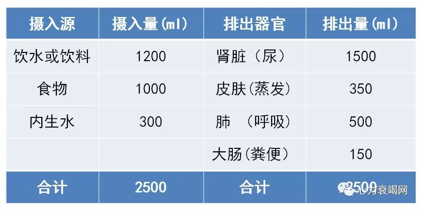 正常成人24小时水出入量平衡容量控制与容量不足液体摄入量 2l/d严重