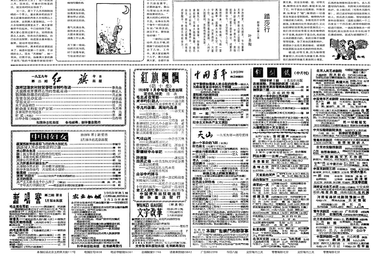 60年前的老报纸 1959年1月16日《人民日报》