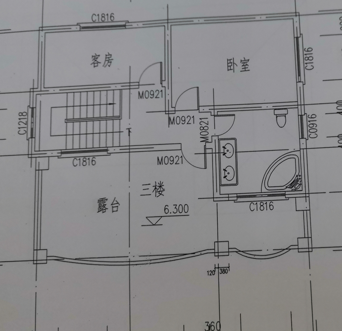 10×109米砖混建筑设计图,占地面积约100平方米三层带车库别墅设计