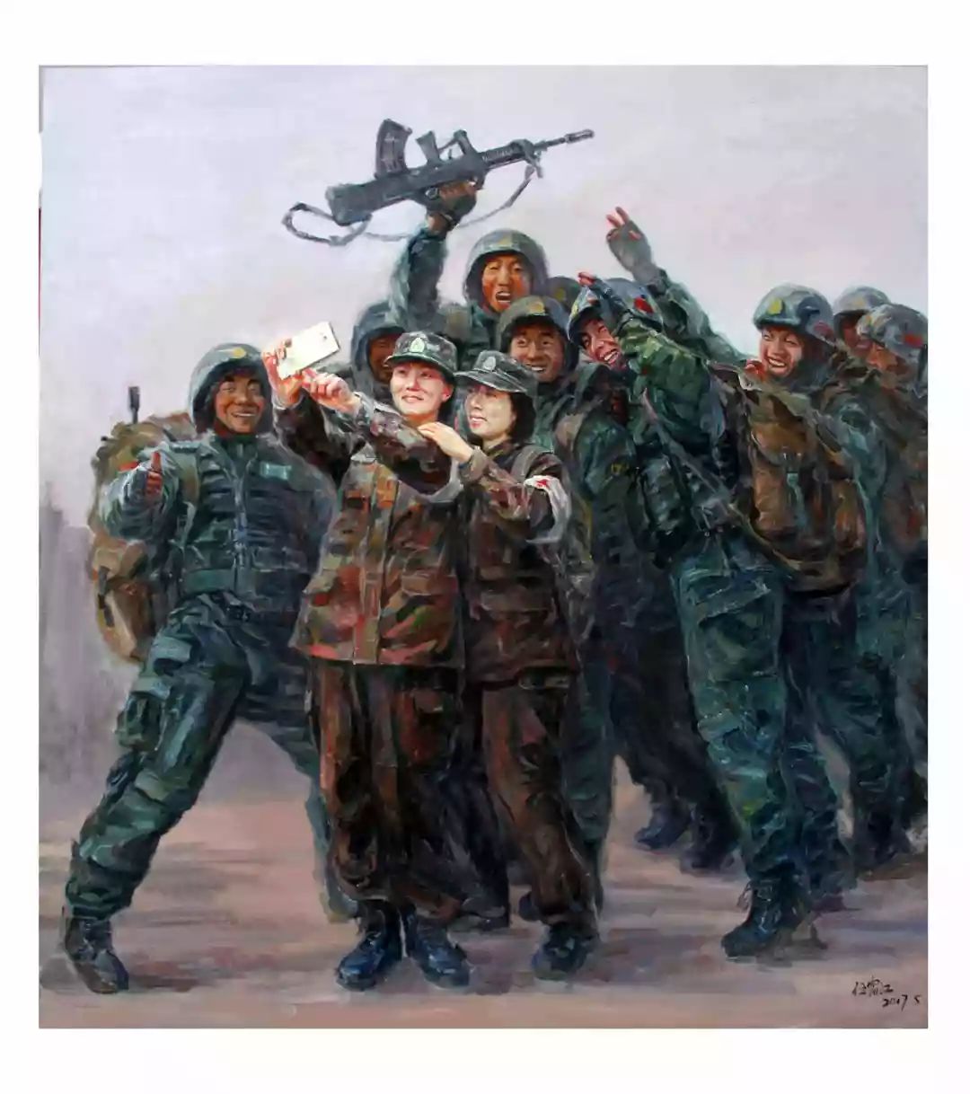 武警部队油画图片