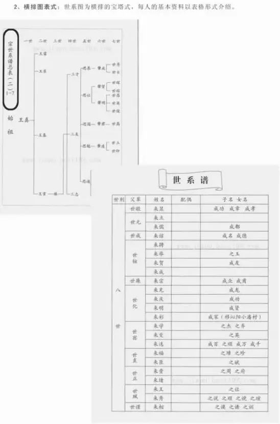 家譜格式大類比