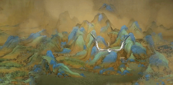 的《千里江山图》为蓝本创作,展现在我们面前的是一幅流动的水墨丹青