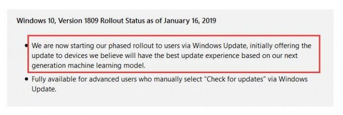 Win10十月更新开始通过Windows Update自动推荐升级