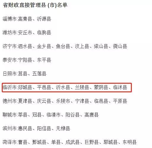 临沂这6个县纳入省财政直管县,快看看有你家吗?