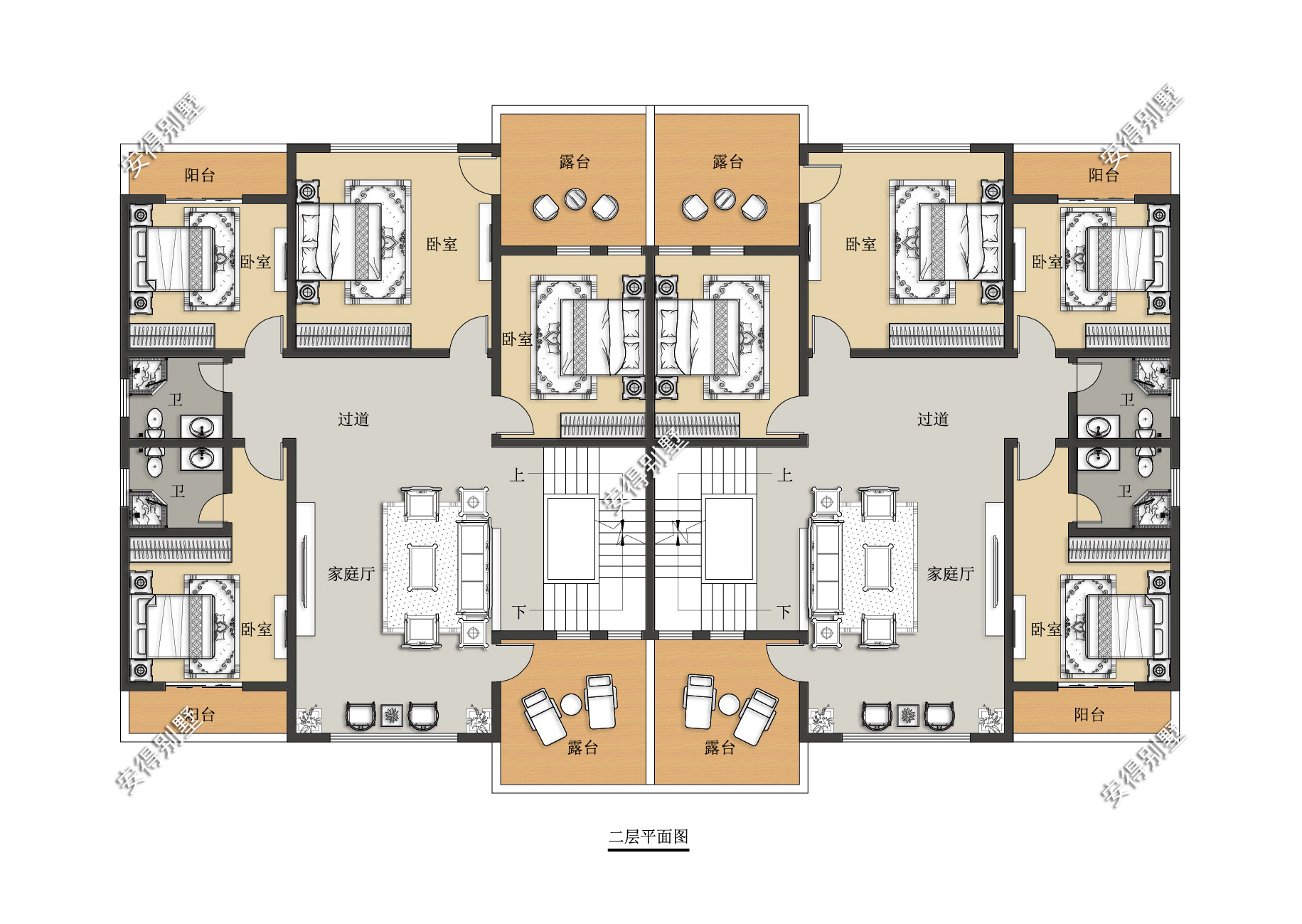 霸气的3层双拼别墅,新中式建筑风格,兄弟建房就选它