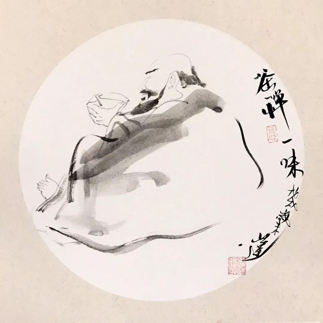 餘宏達《茶禪一味》38×38cm浙江畫院專職畫師袁進華《如坐》32×32cm