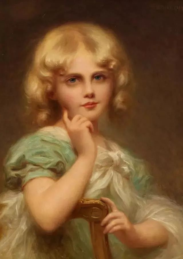爱德华·卡班油画《金发的小姑娘》,56cmx46cm