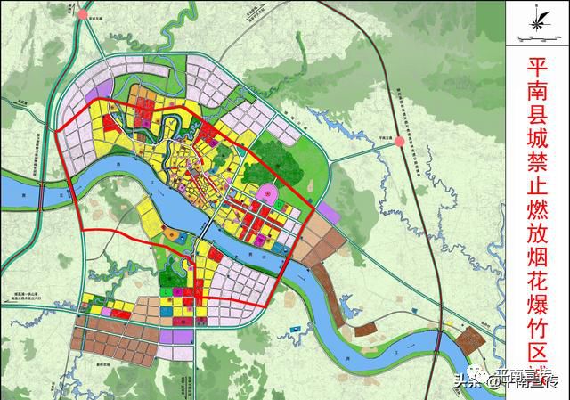 平南縣城禁止燃放煙花爆竹區域圖如下