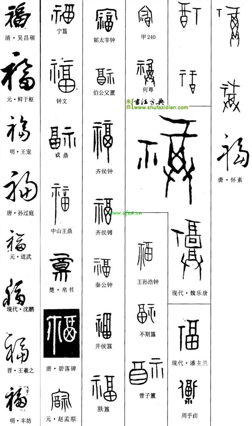 福字古代写法图片