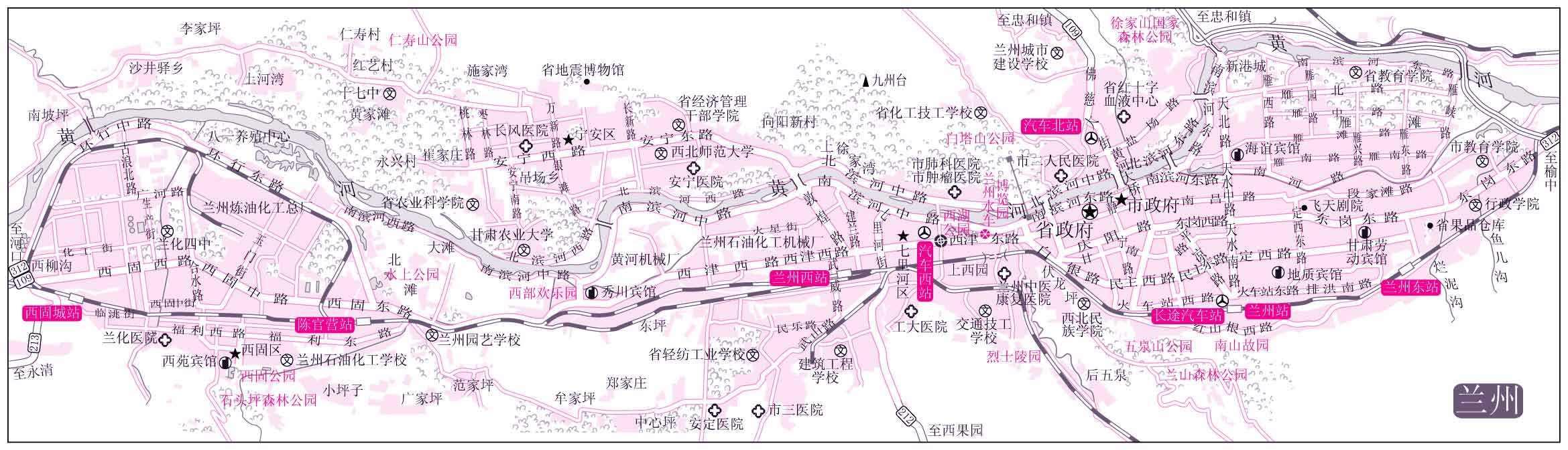 城市的主要空间形态:集中团聚状城市北京和线性带状城市兰州