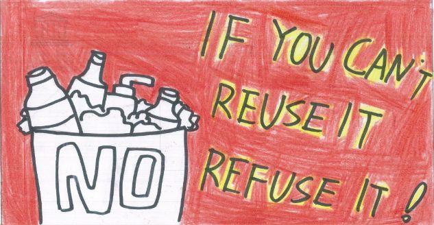 拒绝塑料垃圾李芳菲同学的第六届国际环保四联漫画大赛作品