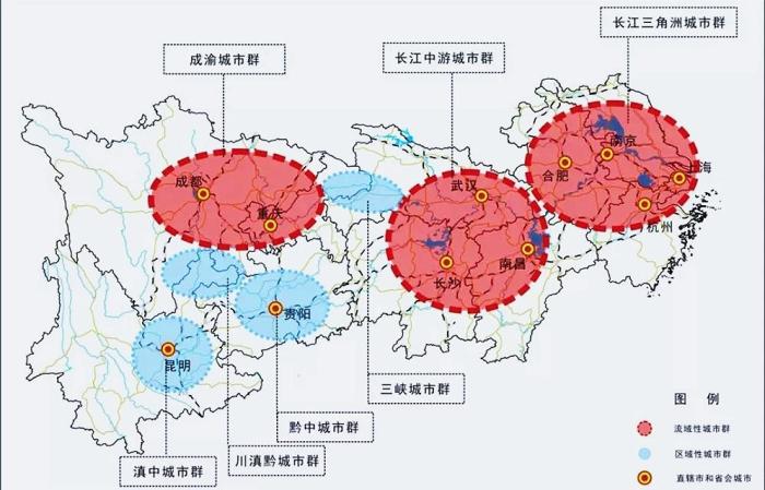长江经济带将重点打造3主4辅7个城市群,看看你的家乡在哪个群?