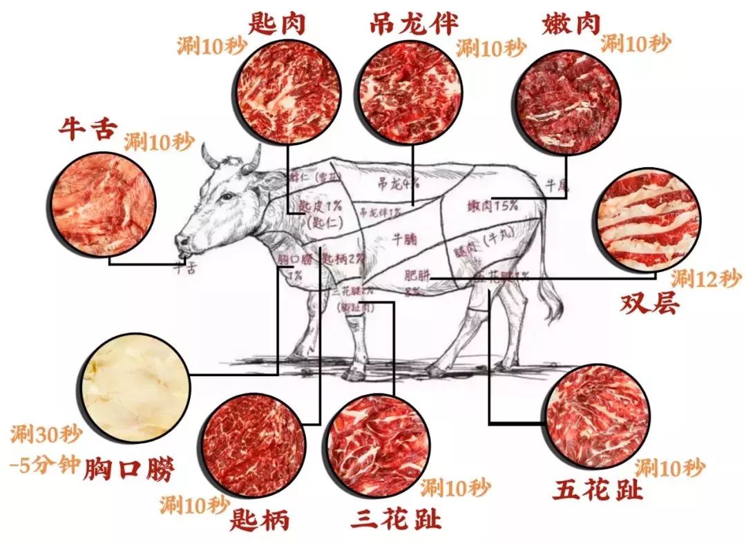 这37%可以说是牛肉的精华所在,不同的部位口感完全不同